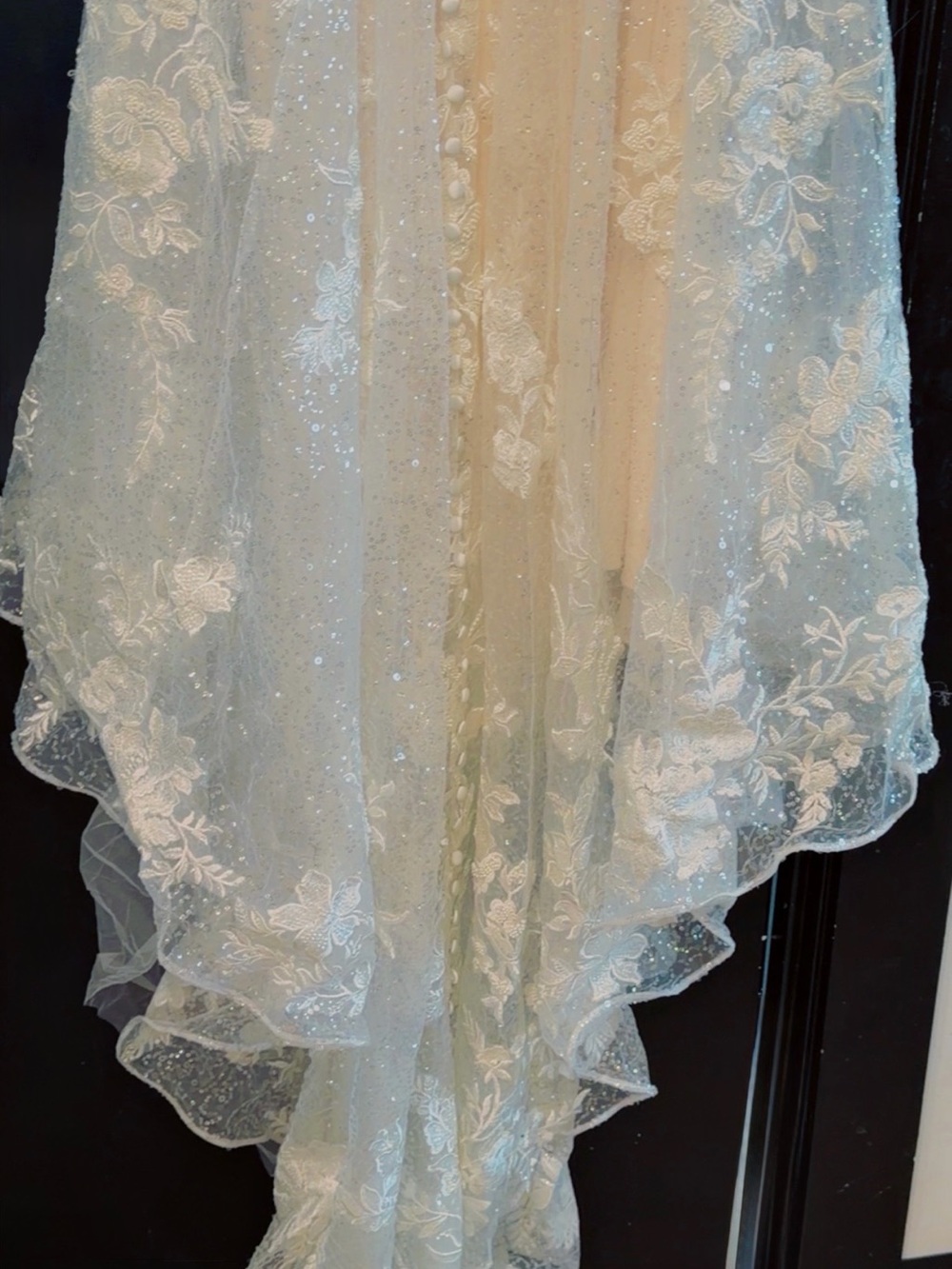 Allure Bridals Satin Label on Cream Bridal Fabric